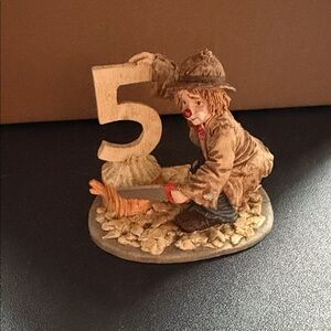 Charming Clown Ceramic Figurine with Number 5